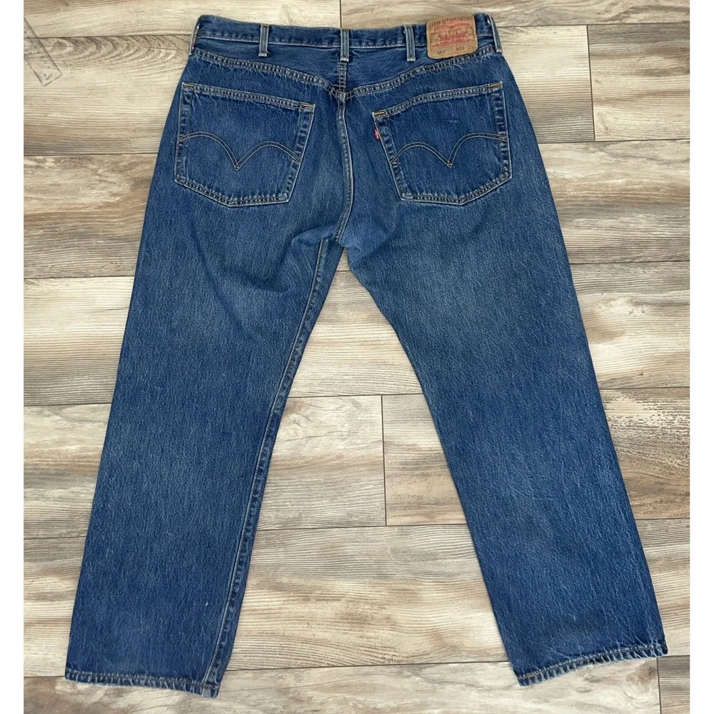 Levis 501 Straight Classic Jeans Mens Size 38x29 Dark Wash Denim Mid Rise‎